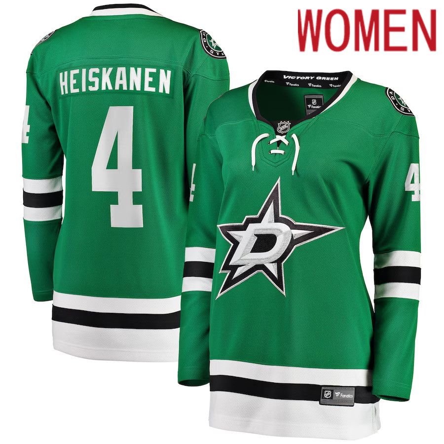 Women Dallas Stars #4 Miro Heiskanen Fanatics Branded Kelly Green Home Breakaway Player NHL Jersey->women nhl jersey->Women Jersey